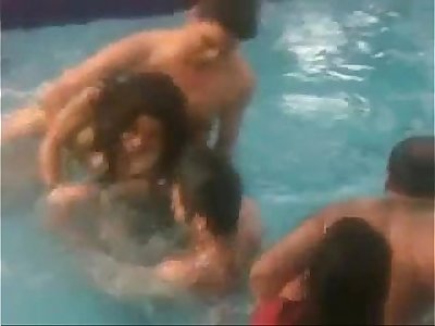 teen indian students frolicking nude in pool